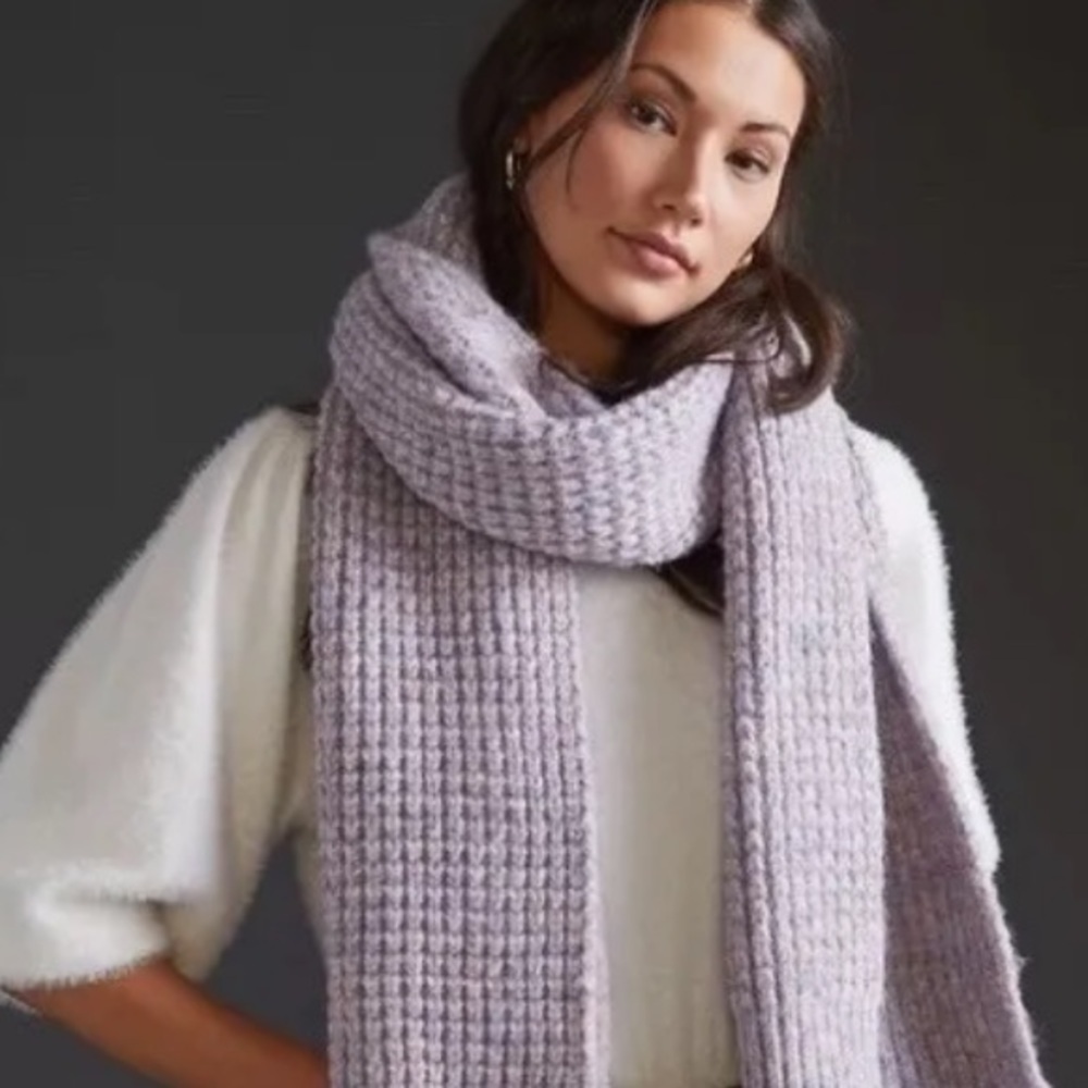 Anthropologie Maeve metallic purple knit blend scarf new without tags